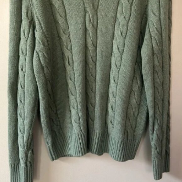 Polo by Ralph Lauren Men's‎ Green Cable Knit Sweater Sz M Silk/Cashmere Blend - Picture 5 of 6